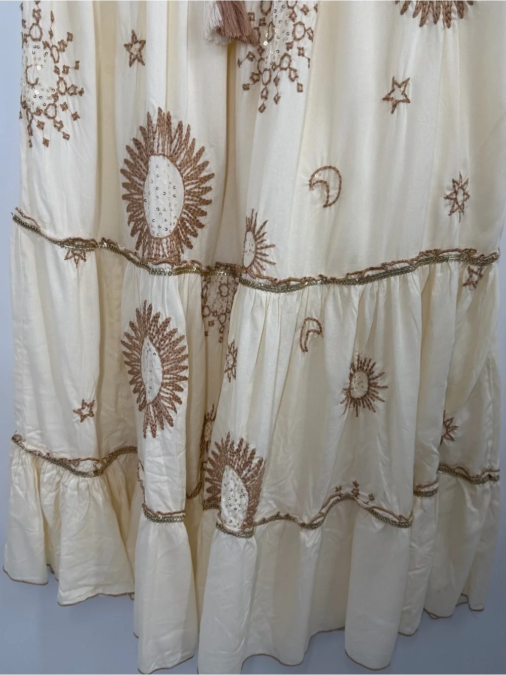 Zara Cream Boho Celestial Maxi Skirt - Picture 6 of 16